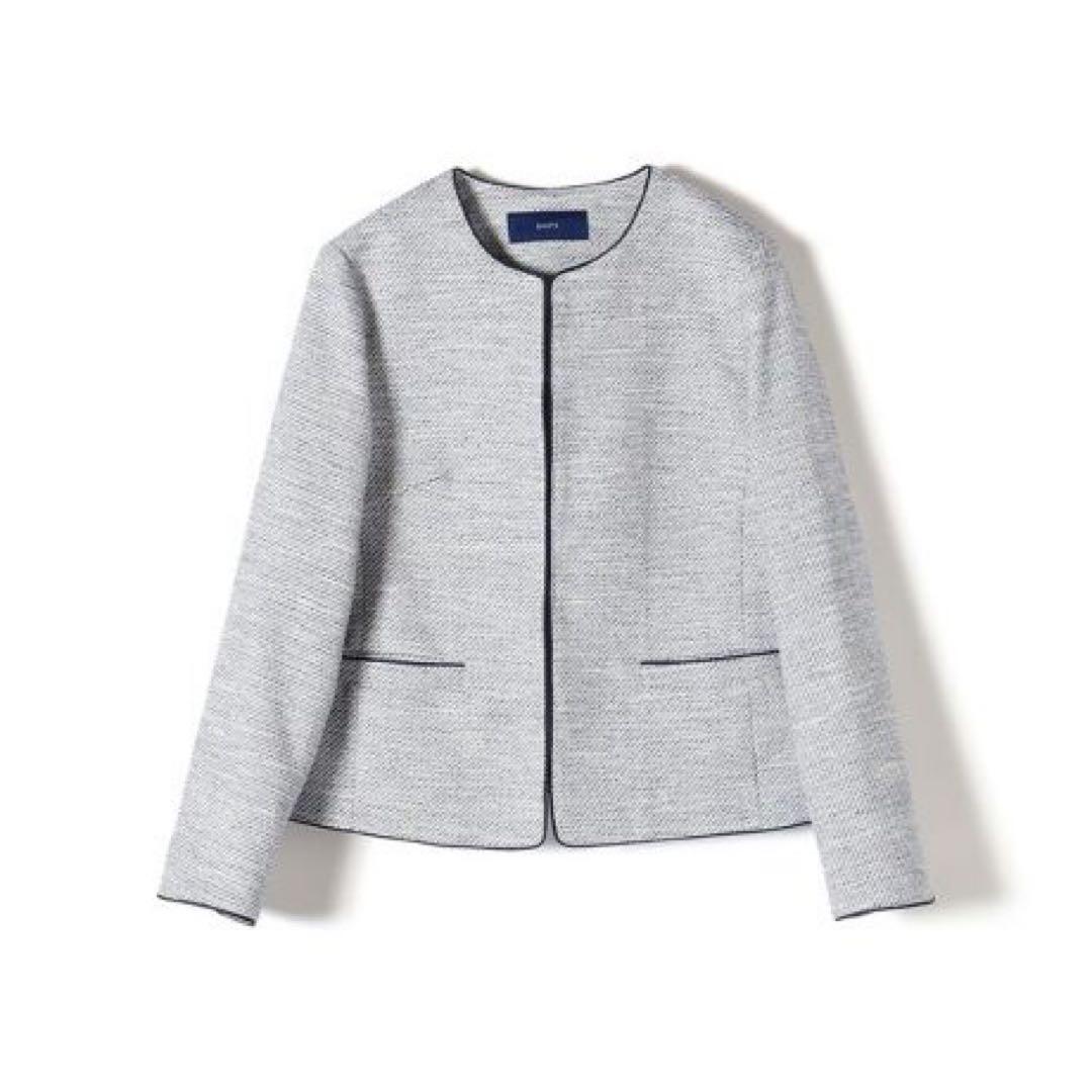ships シップス ツイードノーカラージャケット　36