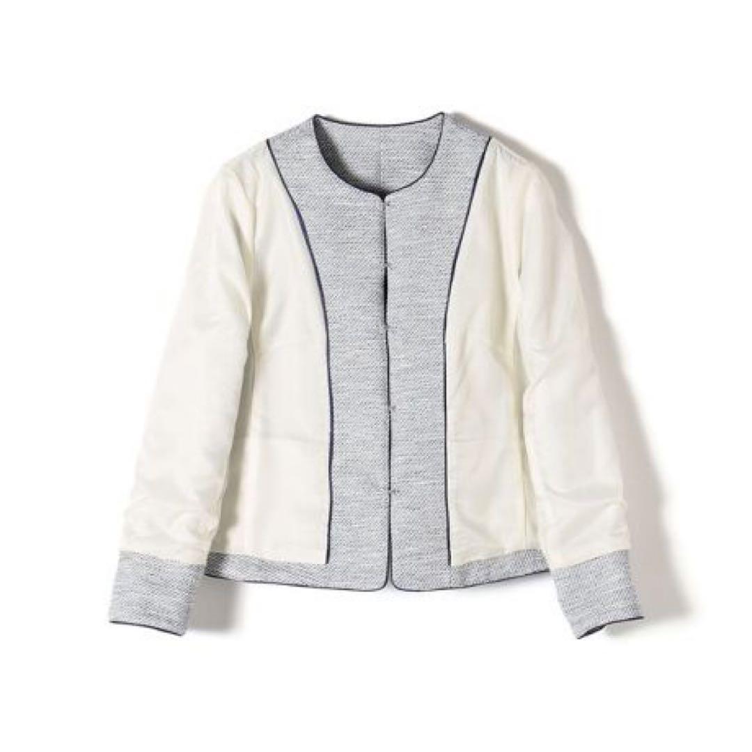 ships シップス ツイードノーカラージャケット　36