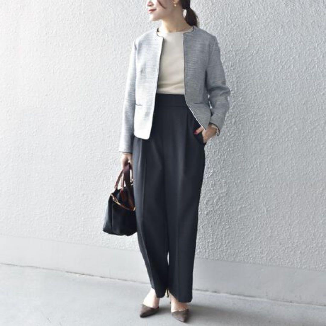 ships シップス ツイードノーカラージャケット　36