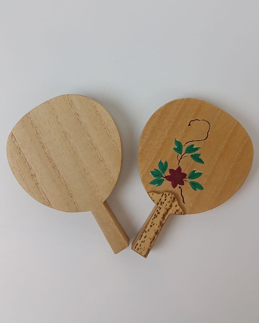 鉄線蒔絵 桐団扇香合 うちわ 木製 茶道具 インテリア