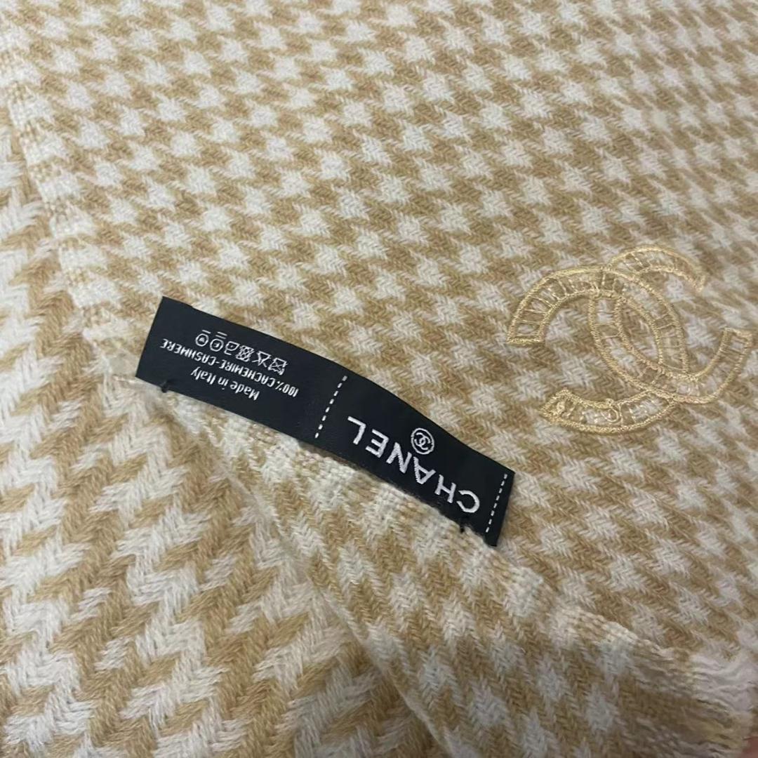 【極美品】CHANEL シャネル マフラー ストール カシミヤ混 千鳥格子柄