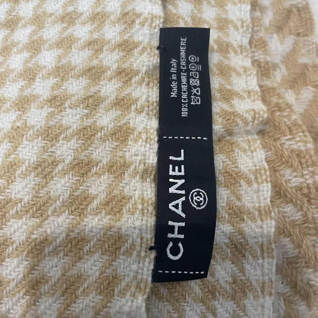 【極美品】CHANEL シャネル マフラー ストール カシミヤ混 千鳥格子柄
