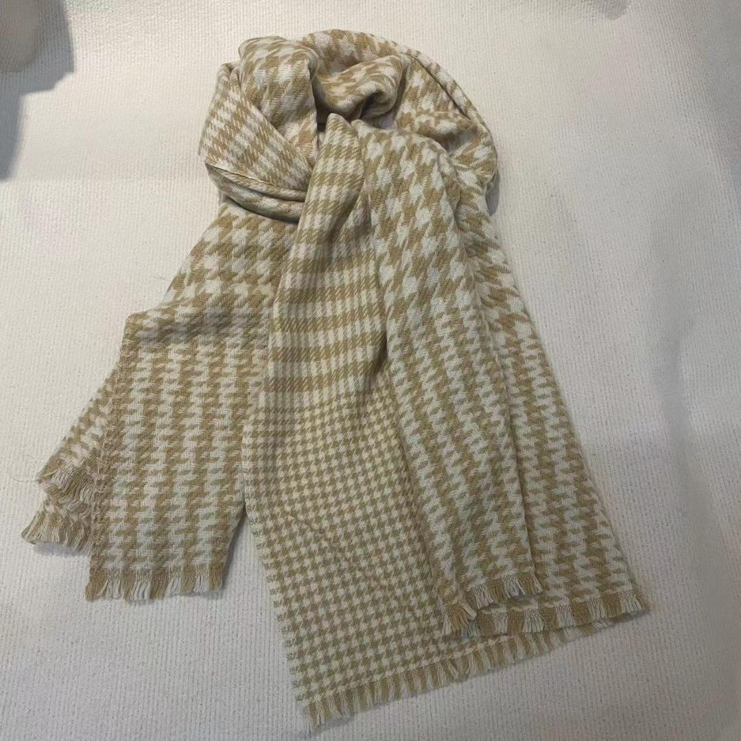 【極美品】CHANEL シャネル マフラー ストール カシミヤ混 千鳥格子柄