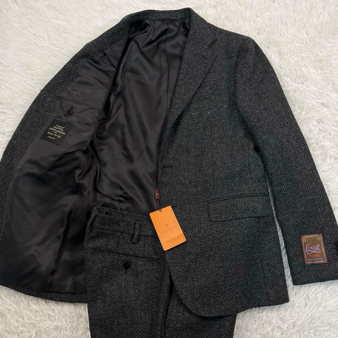 タグ付き✨ユナイテッドアローズ スーツ2P ヘリーンボーン ウール グレー 50