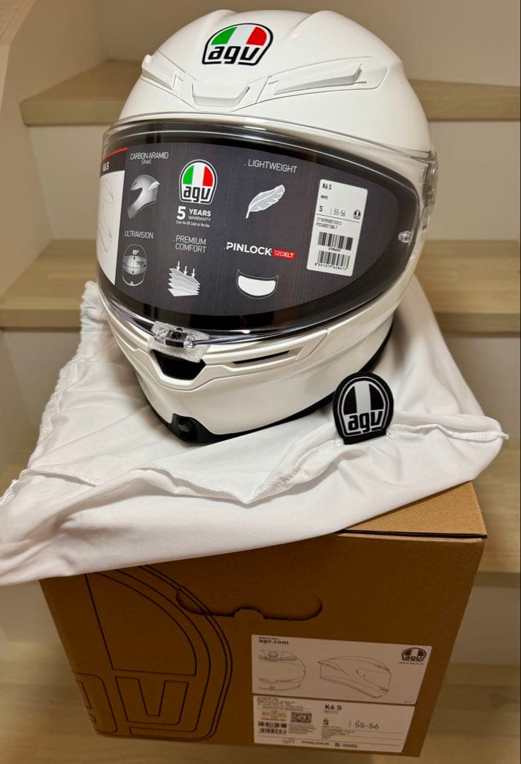 新品・未使用AGV K6Sフルフェイスヘルメット ホワイト size【S】サイズ