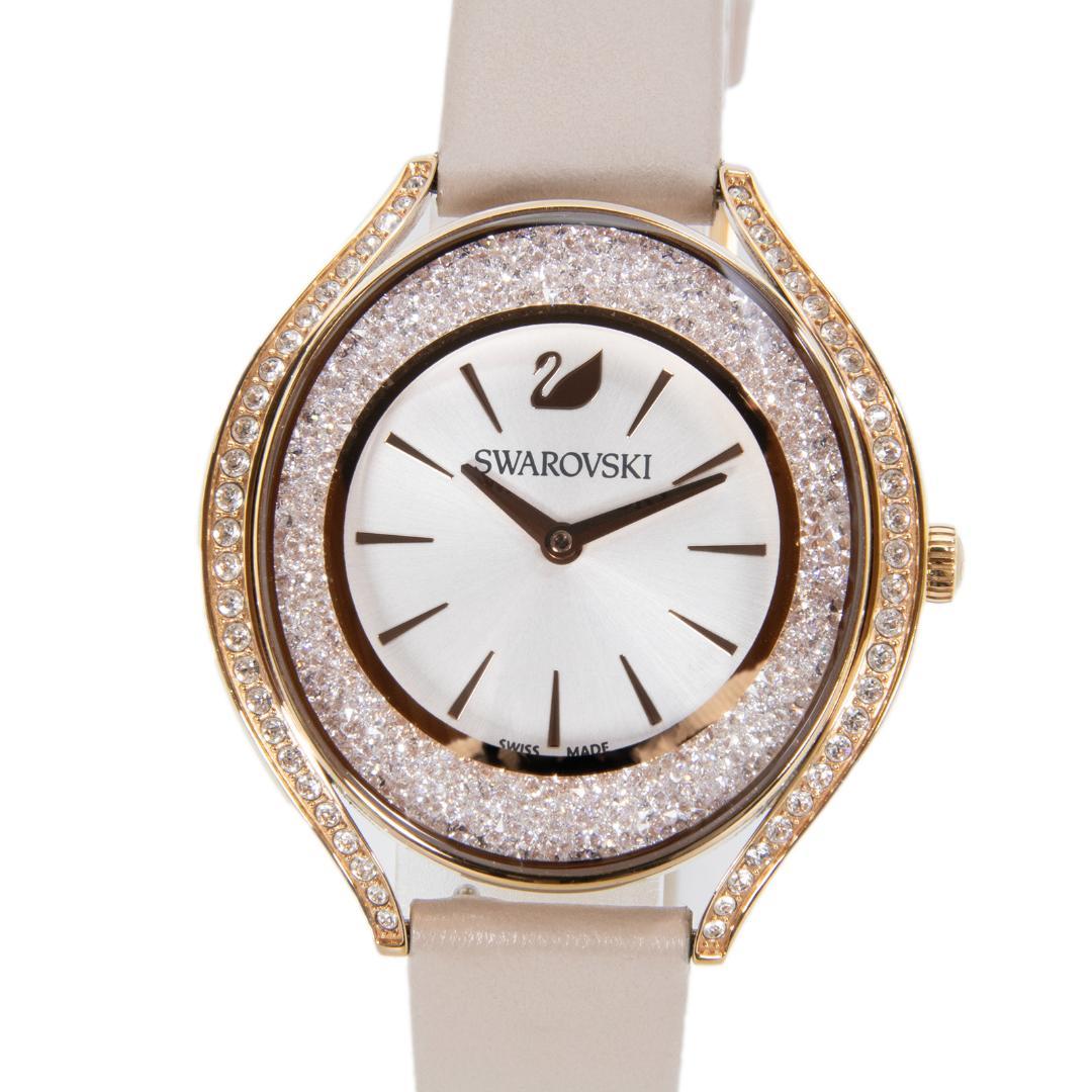 スワロフスキー 腕時計 レディース クリスタルラインオーラ 白 ビジュー ロゴ