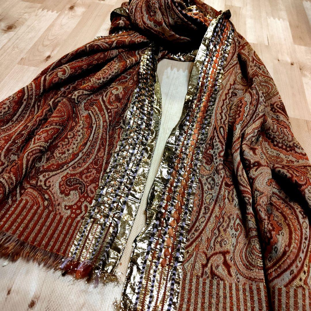 ETRO ペイズリー柄 ストール ウール＆シルク55cm x 190cm