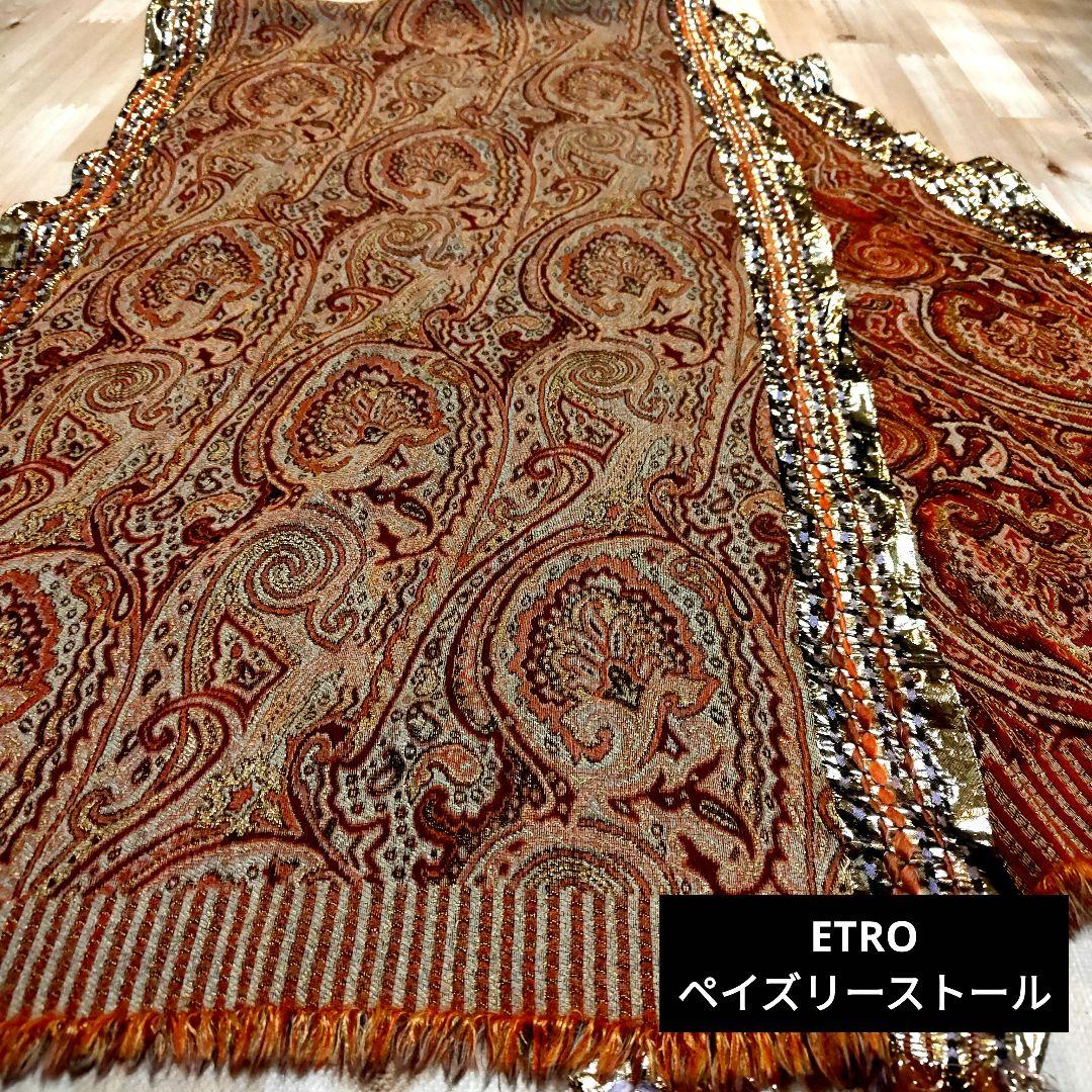 ETRO ペイズリー柄 ストール ウール＆シルク55cm x 190cm