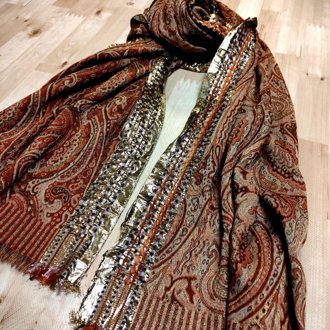 ETRO ペイズリー柄 ストール ウール＆シルク55cm x 190cm