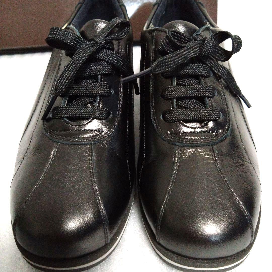 【新品未使用】牛革 シューズ黒 靴23cm　Yoshinoya 軽量シューズ