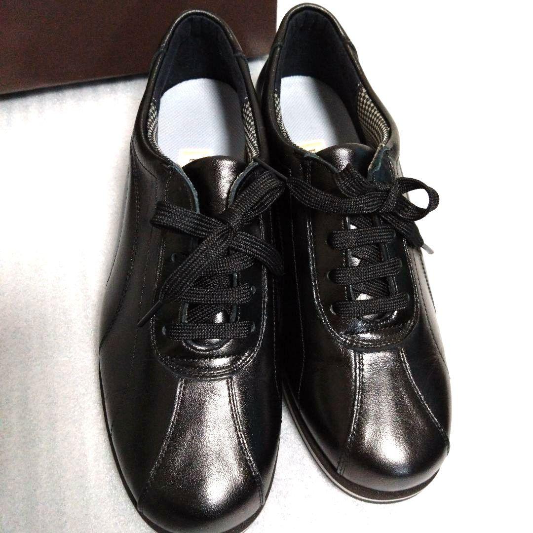 【新品未使用】牛革 シューズ黒 靴23cm　Yoshinoya 軽量シューズ