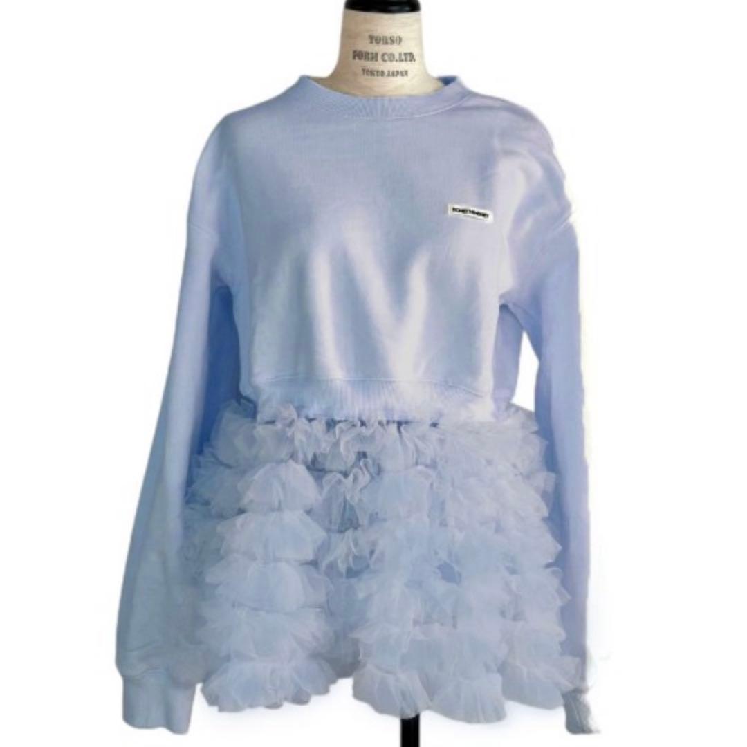 トップス HONEY MI HONEY tulle peplum sweat