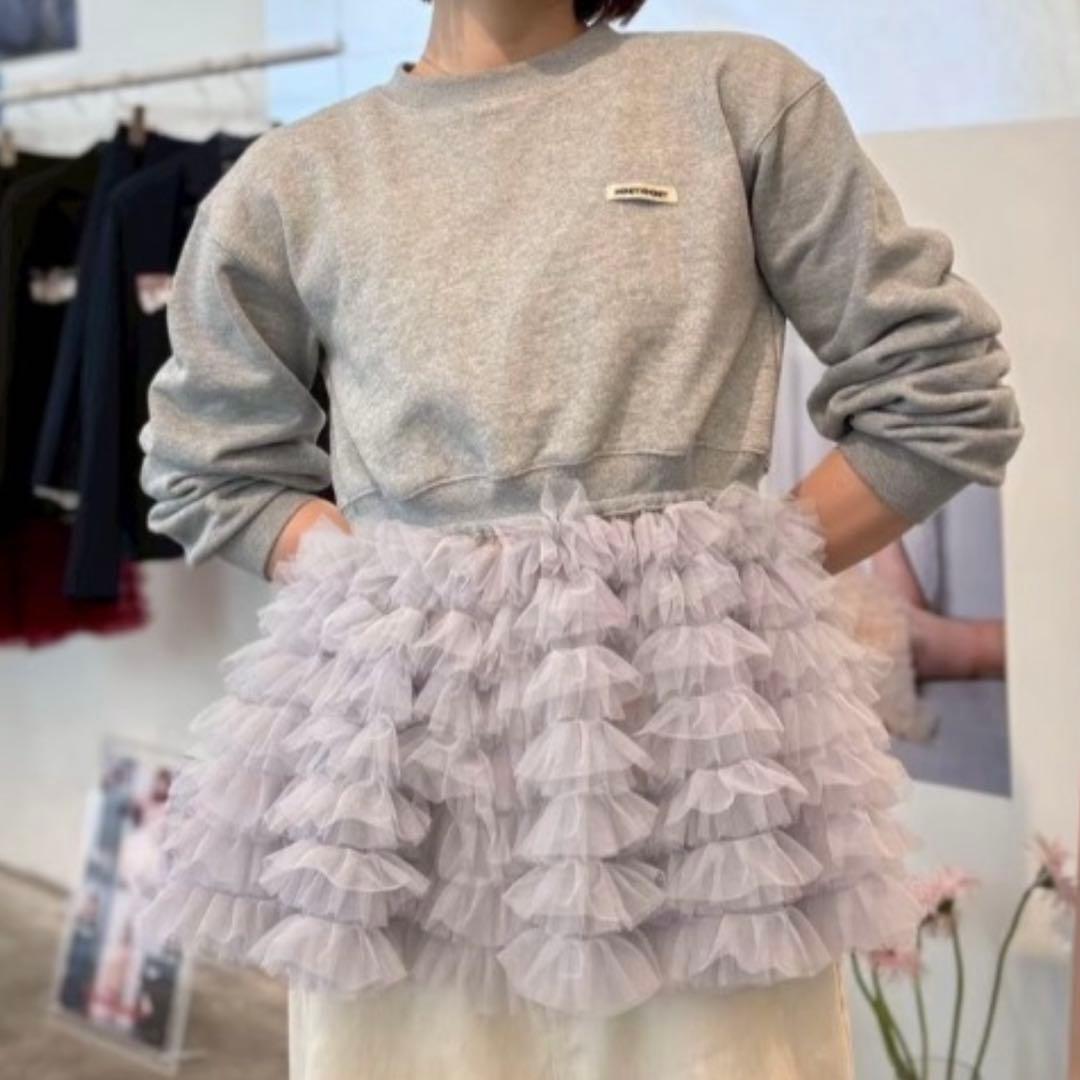 トップス HONEY MI HONEY tulle peplum sweat