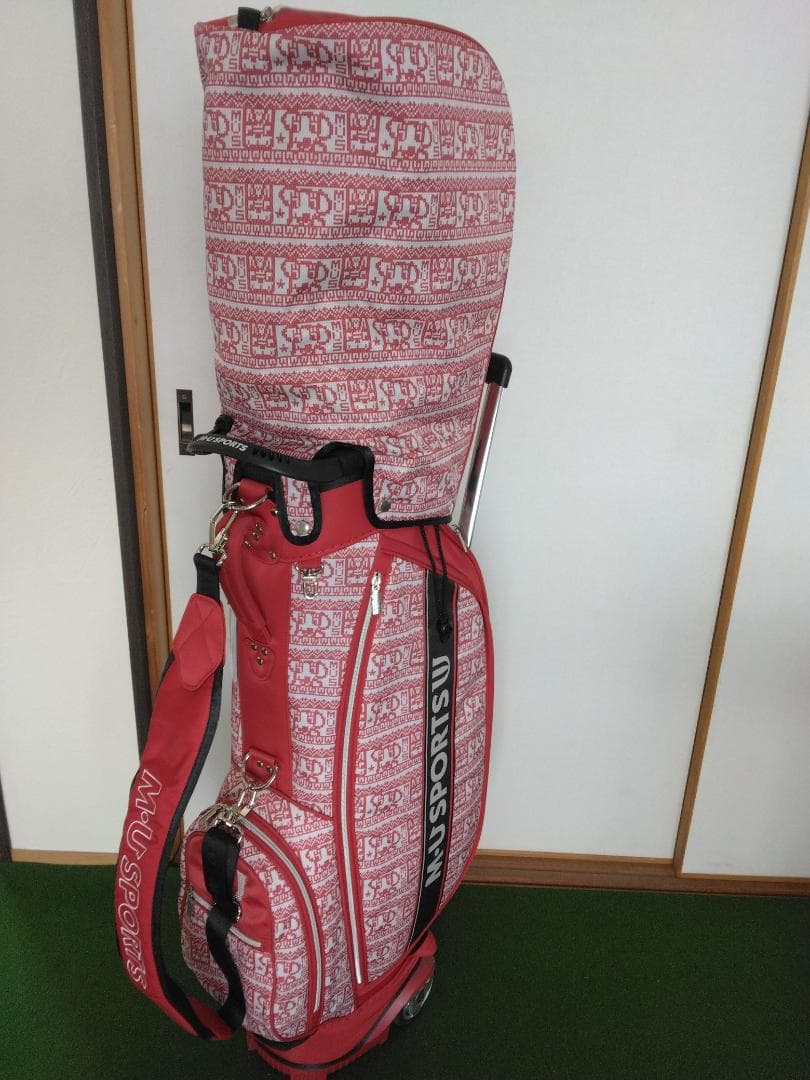 M.U SPORTS 赤 パターン入り キャディバッグ