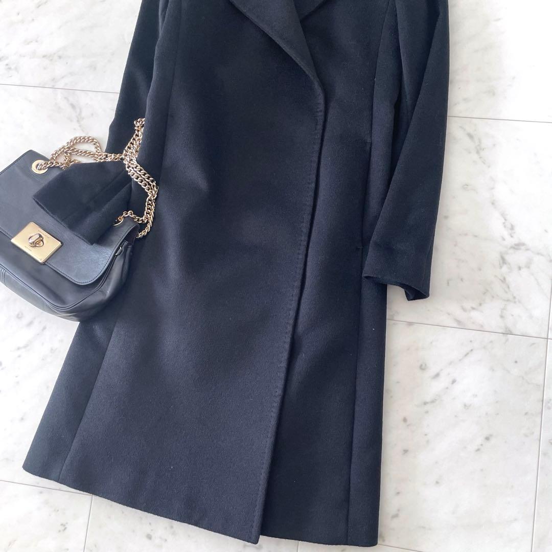 美品＊INED イネド カシミヤ100％ロングコート ブラック ベルト欠品