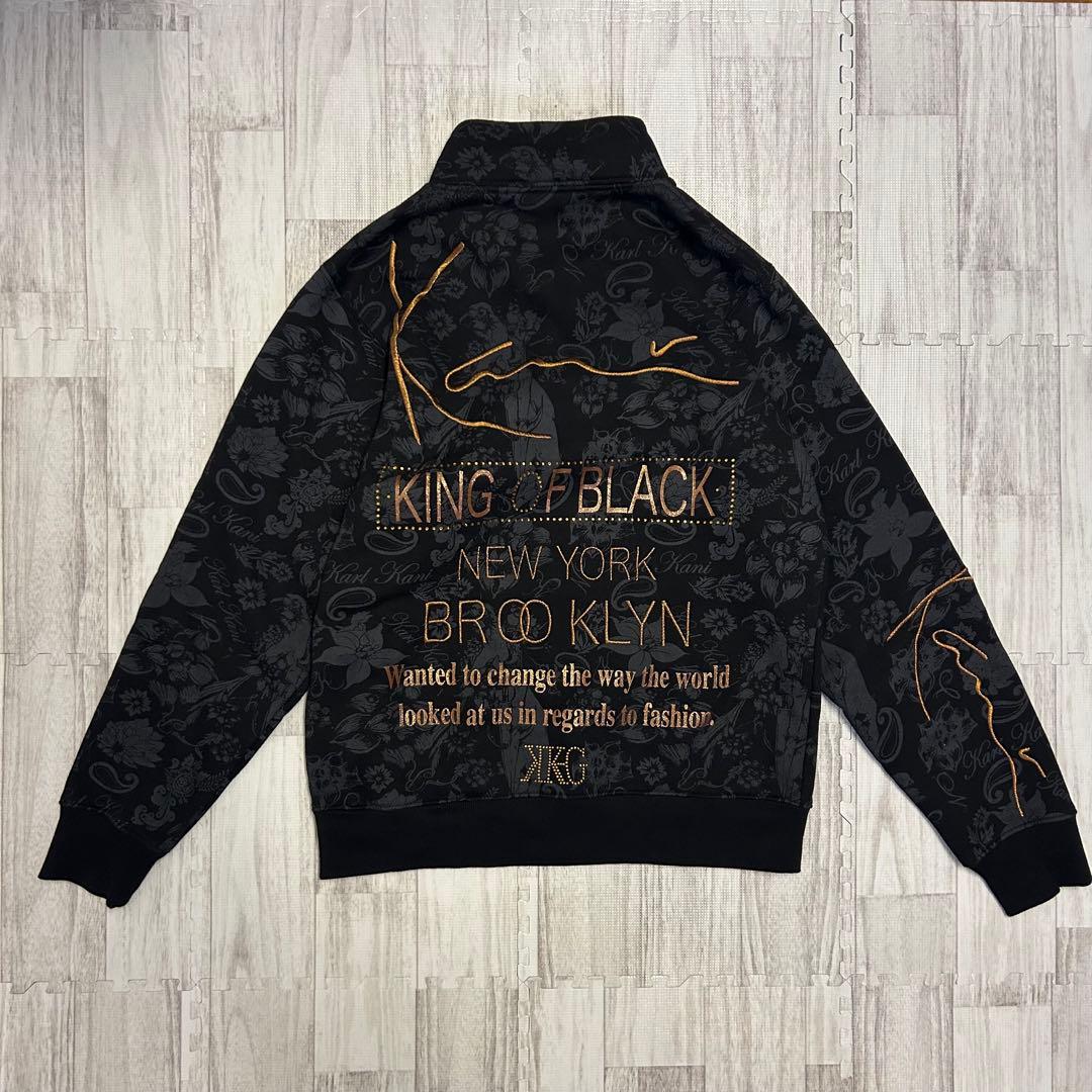 カールカナイ ゴルフ 総柄 刺繍 プリント ペイズリー スウェット ハーフジップ