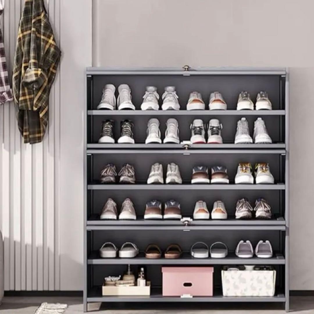 シューズラック　シューズボックス　下駄箱　くつ箱　省スペース　組み立て式　大容量