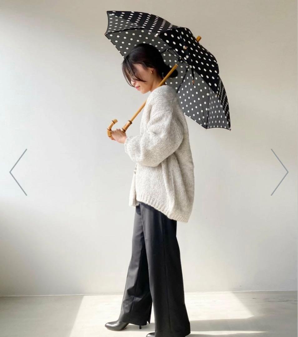 トラディショナル ウェザーウェア 長傘 ネイビー　ドット柄