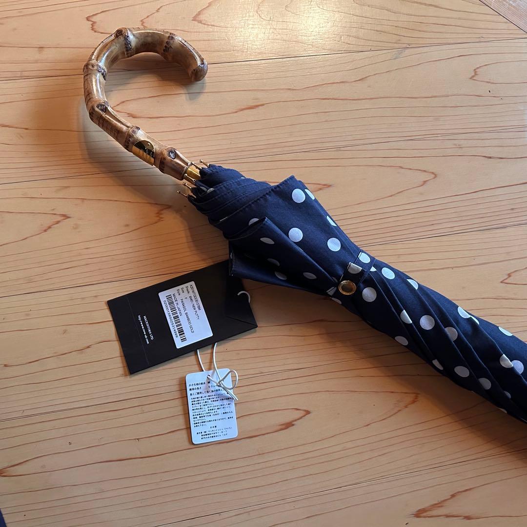 トラディショナル ウェザーウェア 長傘 ネイビー　ドット柄