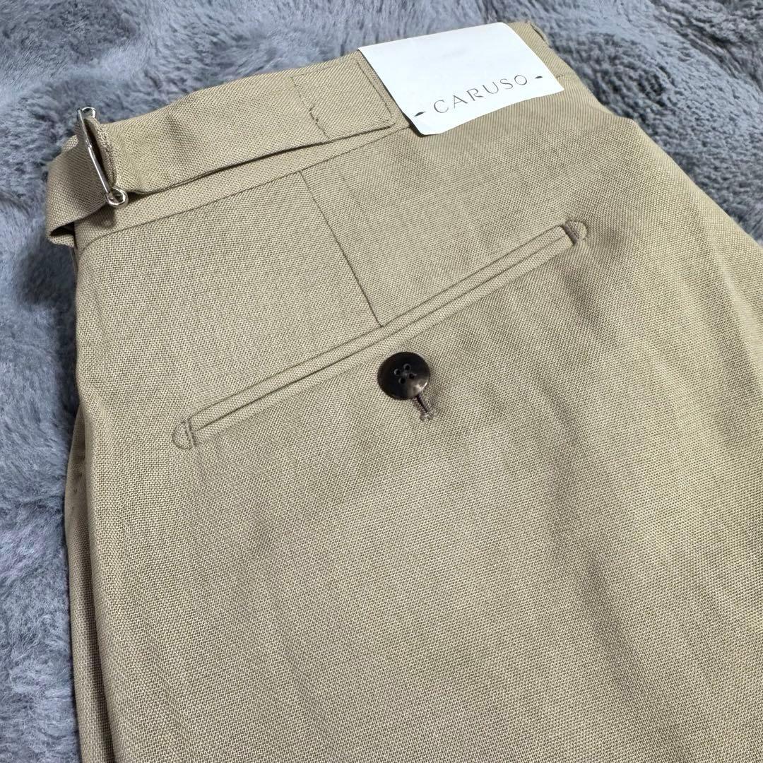 タグ付未使用 CARUSO カルーゾ スラックス パンツ ベージュ 46 未仕立
