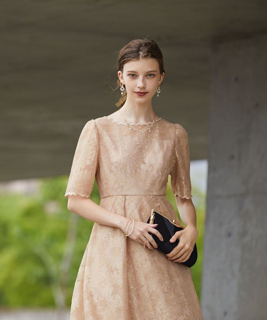 エ★新品タグ付き★ドリードール　ゴールドヴィンテージレースワンピースドレス