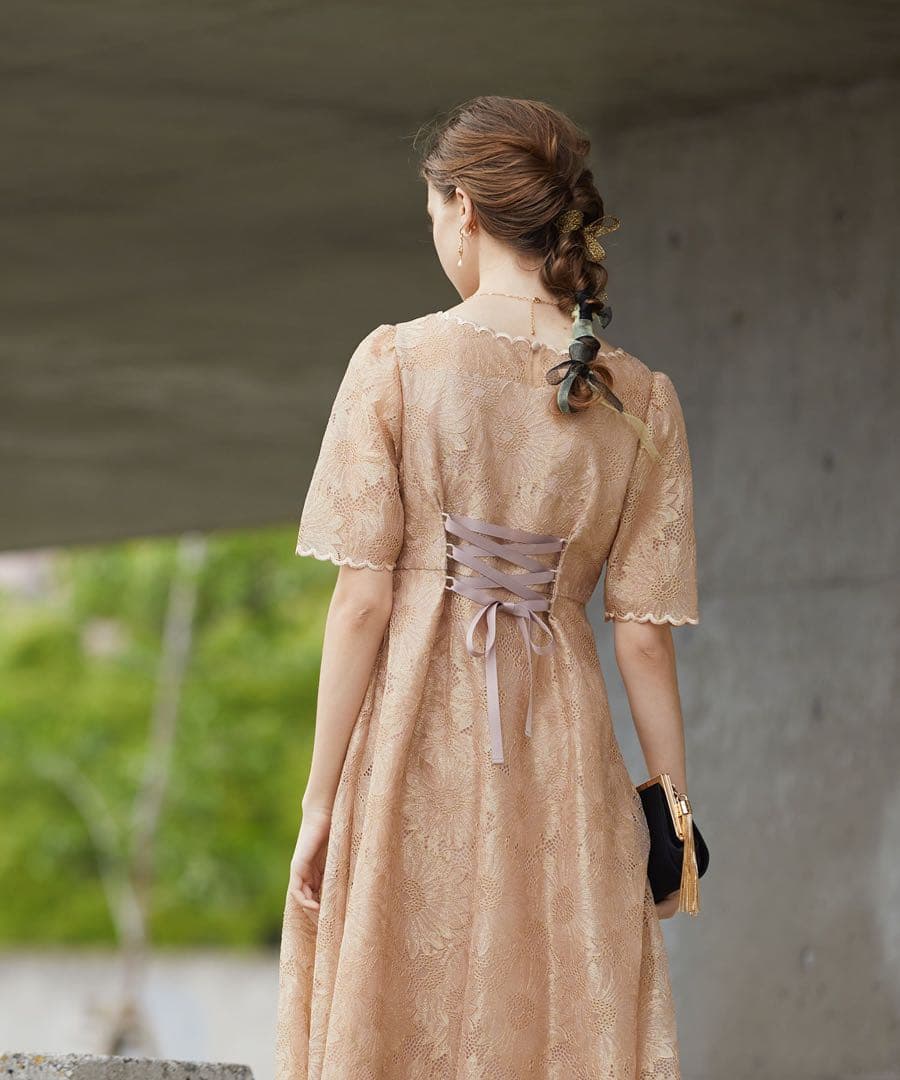 エ★新品タグ付き★ドリードール　ゴールドヴィンテージレースワンピースドレス