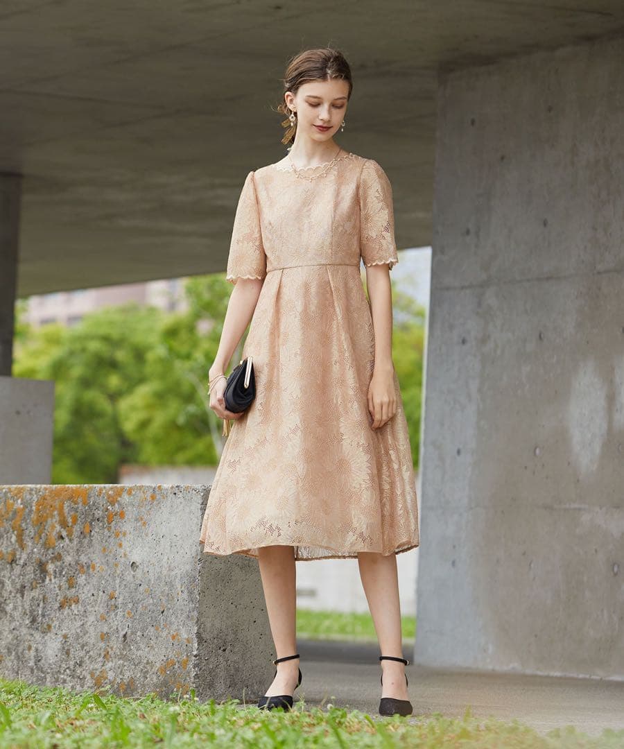 エ★新品タグ付き★ドリードール　ゴールドヴィンテージレースワンピースドレス