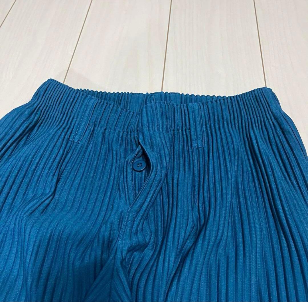 やまとイッセイミヤケ オムプリッセ プリーツベーシックパンツ ブルー