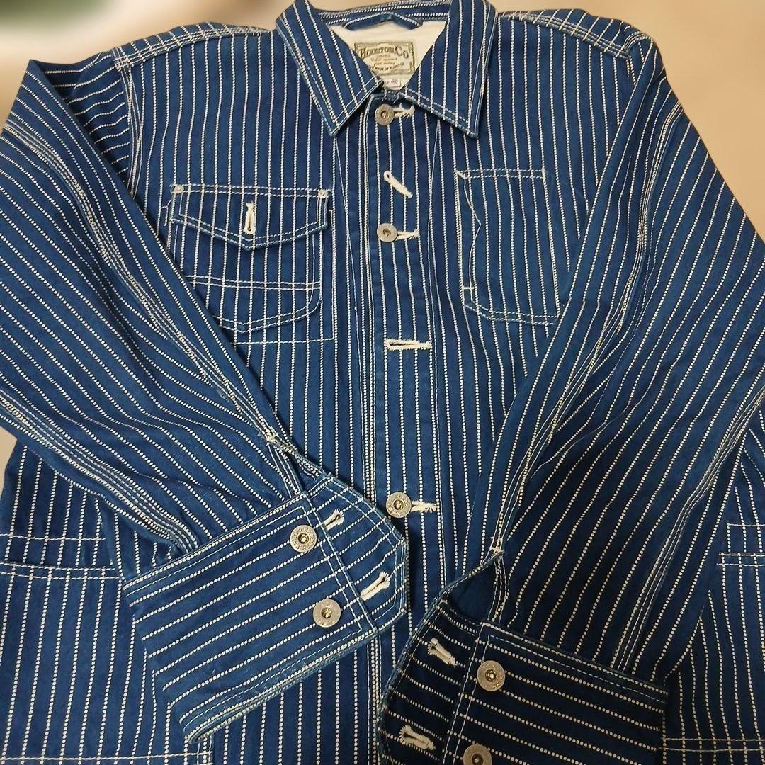 ヒューストン ウォバッシュ ストライプ カバーオール L