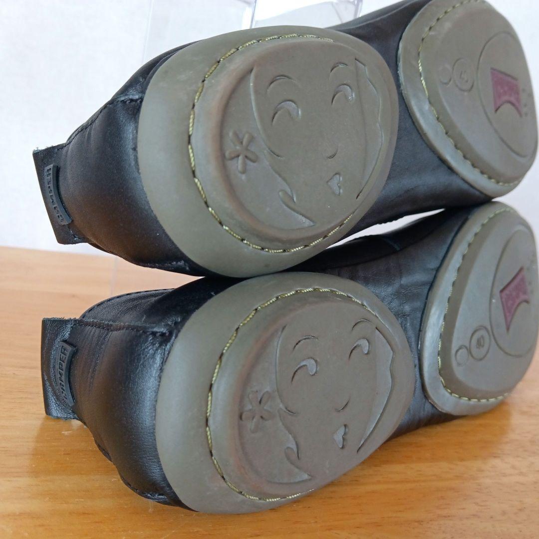 y*i様 美品◆CAMPER カンペール　パンプス　フラット　ギャザー　ブラック