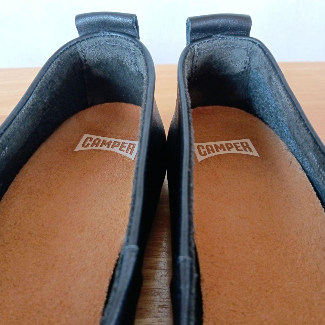 y*i様 美品◆CAMPER カンペール　パンプス　フラット　ギャザー　ブラック