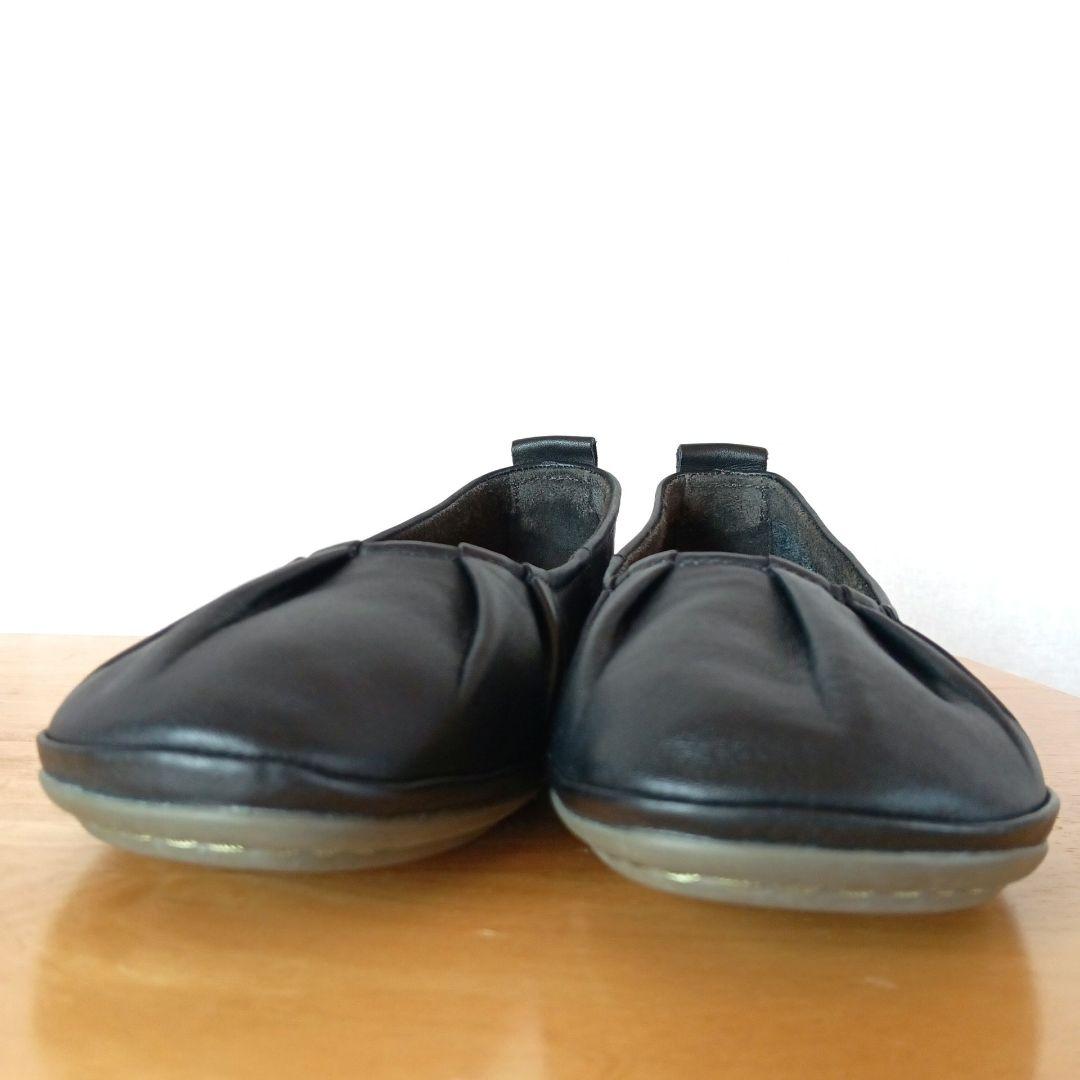 y*i様 美品◆CAMPER カンペール　パンプス　フラット　ギャザー　ブラック
