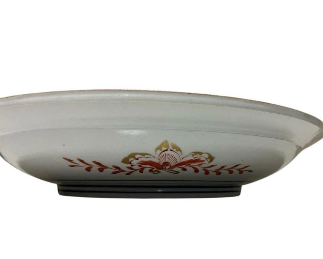 【九谷焼 春仙作】金彩色絵大皿 三面構図 共箱付 萬延元年　銘 中嶋屋喜右エ門