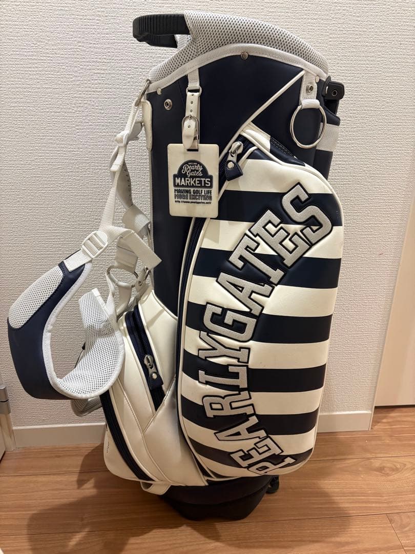 【人気・希少】パーリーゲイツ スタンド式 キャディバッグ ボーダー柄 ネイビー