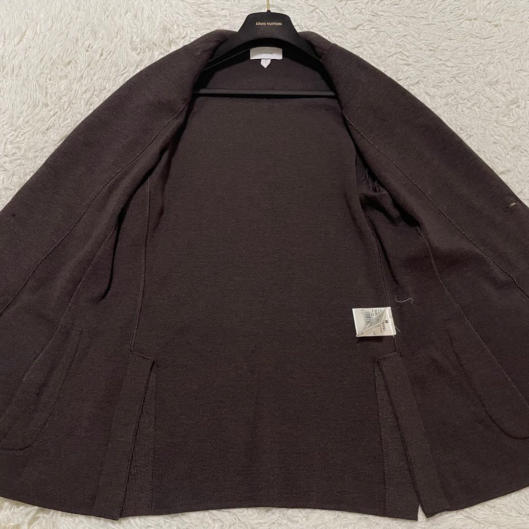 23AW/極美品 ラルディーニ ニットジャケット ブラウン Lサイズ ミラノリブ