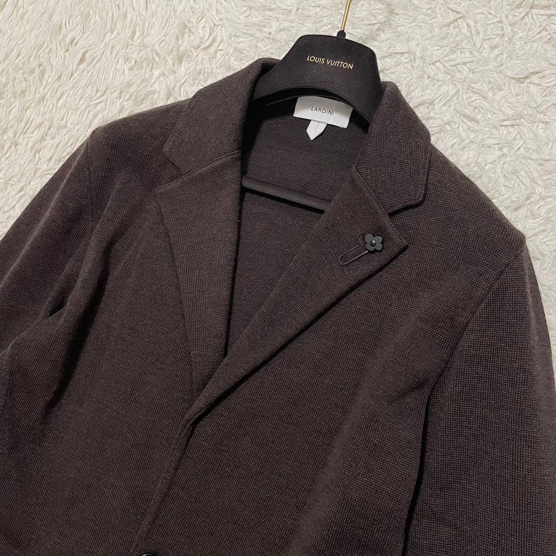 23AW/極美品 ラルディーニ ニットジャケット ブラウン Lサイズ ミラノリブ
