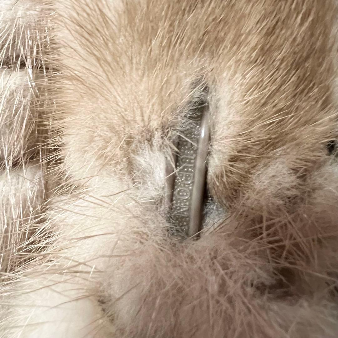 【SALE】高級ミンクファーコート　ベージュ　ヘリンボーン　リアルファーコート