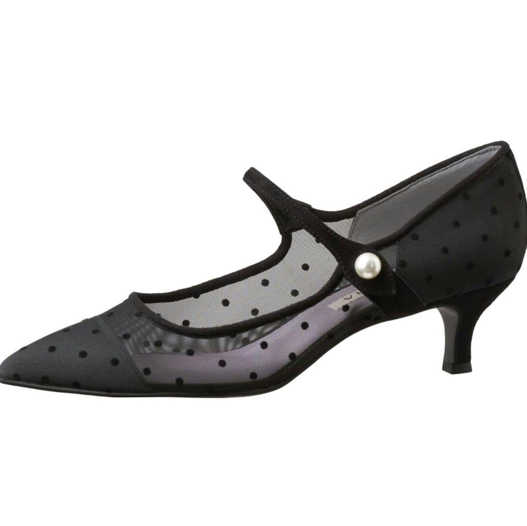 ダイアナ ドット柄 パール付きパンプス 24cm