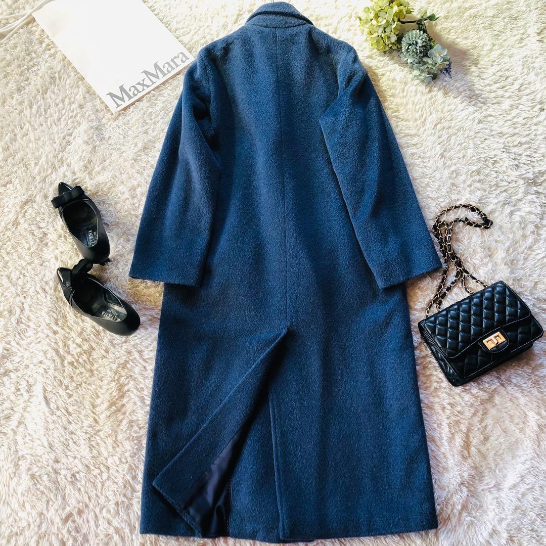 希少色✨22年現行 未使用級 マックスマーラ アルパカコートモヘヤ ブルー 36