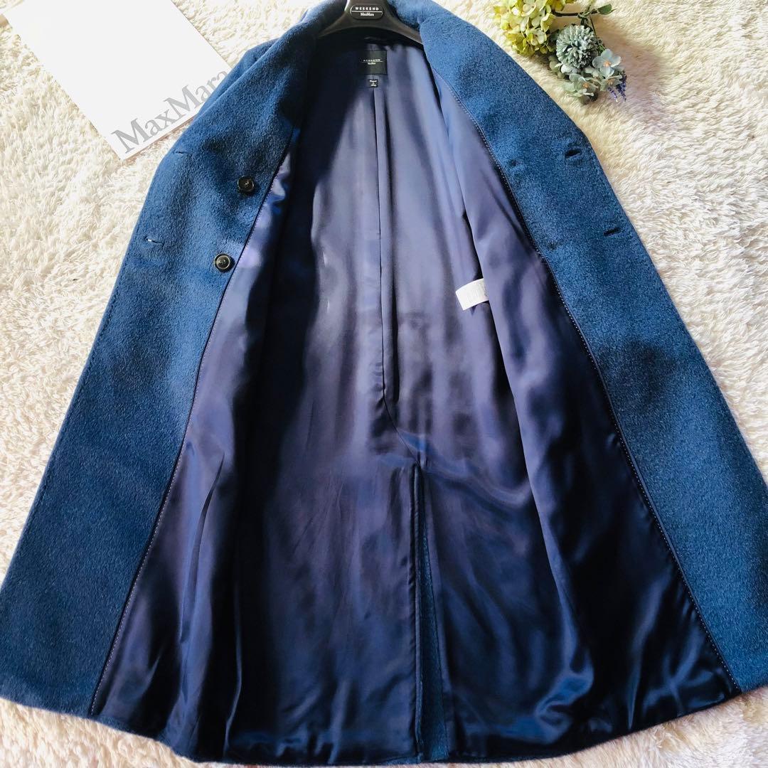 希少色✨22年現行 未使用級 マックスマーラ アルパカコートモヘヤ ブルー 36
