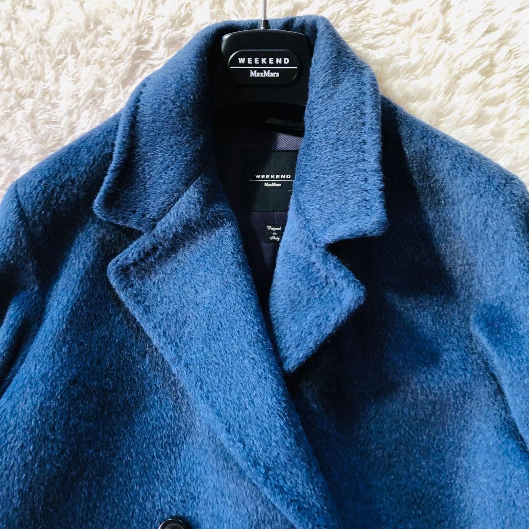 希少色✨22年現行 未使用級 マックスマーラ アルパカコートモヘヤ ブルー 36