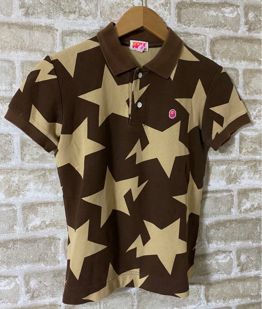 A BATHING APE レディースM　TALL ポロシャツ　ベイプスター　星