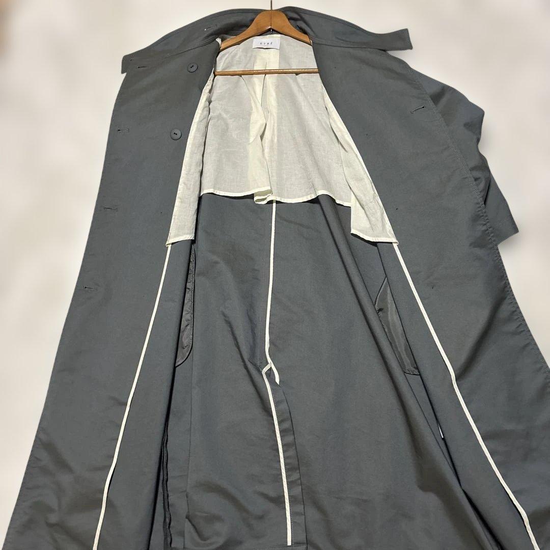 美品　エトレトウキョウ　スタンドカラーロングコート　グレー　サイズS