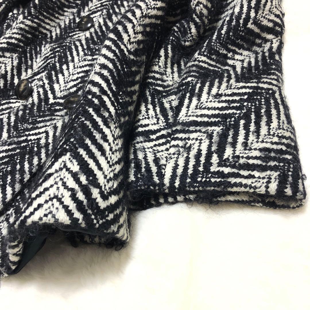 白タグ✨　マックスマーラ　Pコート　ツイード　ヘリンボーン　モヘア混✨　グレー