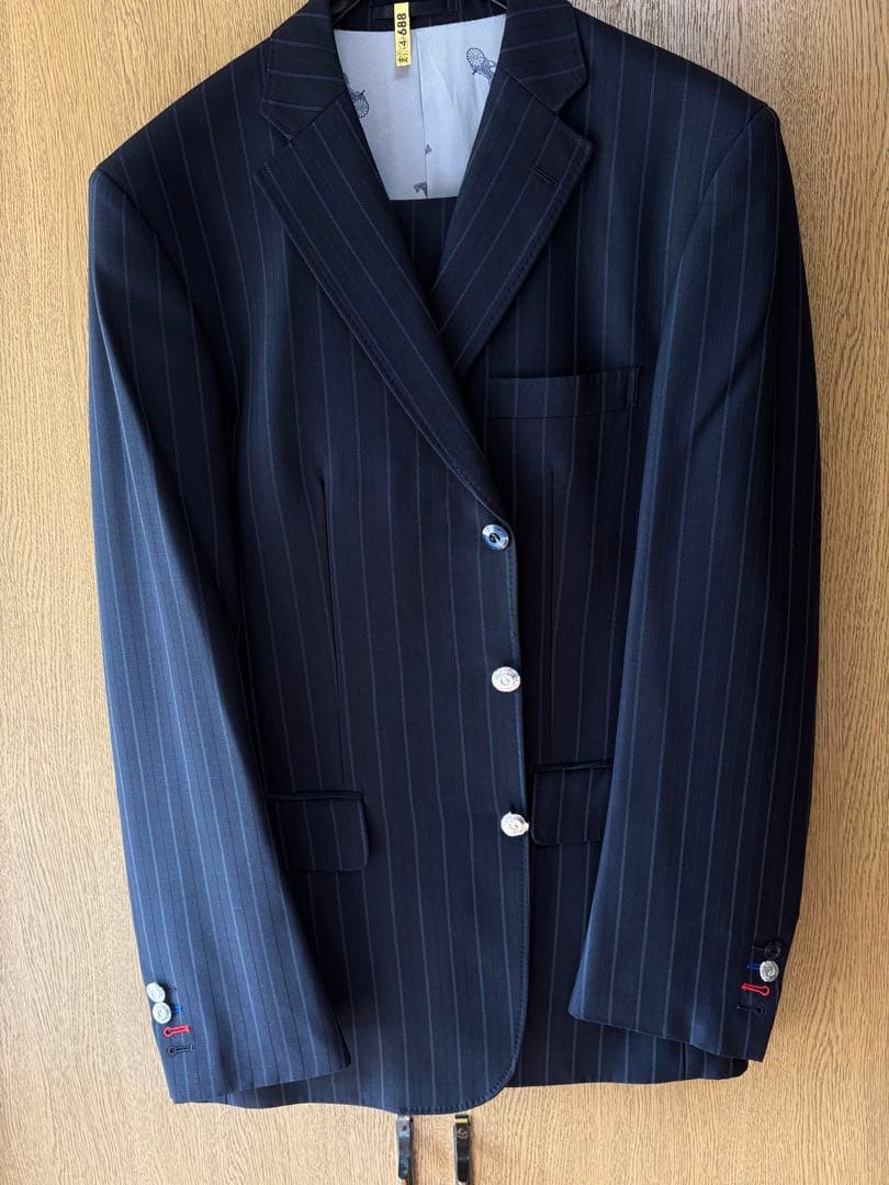 スキャバル⭐︎オーダースーツ⭐︎ AB8程度⭐︎濃紺ストライプ