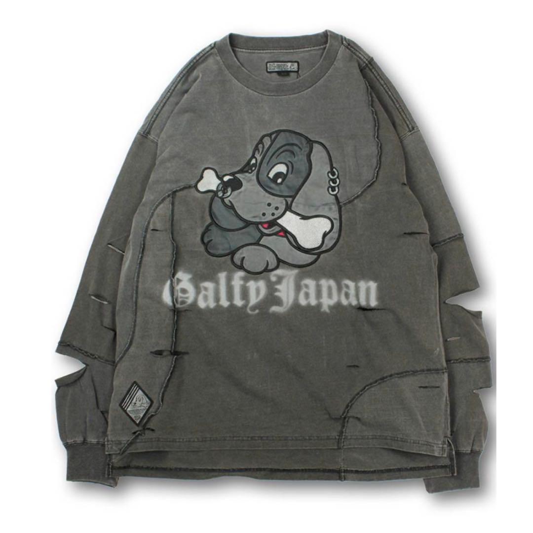 地雷 サブカル ガルフィー GALFY ロンT 長袖 ツギハギ ゾンビ グレー