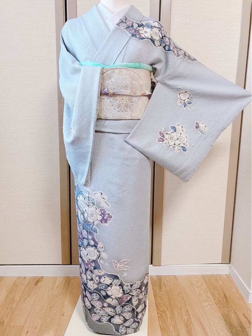15日引下　美品　作家物　訪問着　フルセット　辻が花　翠山工房　裄67 S M