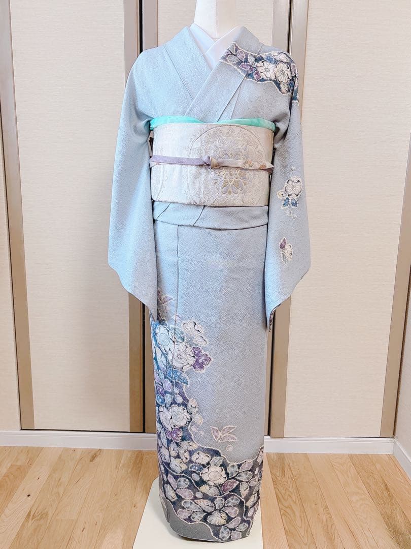 15日引下　美品　作家物　訪問着　フルセット　辻が花　翠山工房　裄67 S M