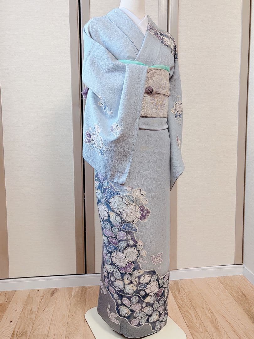 15日引下　美品　作家物　訪問着　フルセット　辻が花　翠山工房　裄67 S M