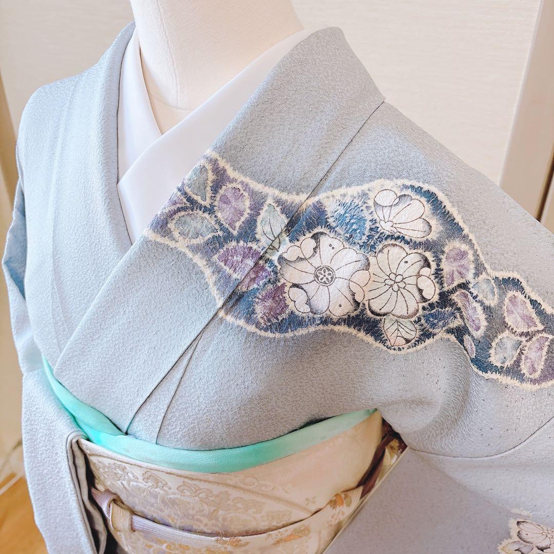 15日引下　美品　作家物　訪問着　フルセット　辻が花　翠山工房　裄67 S M